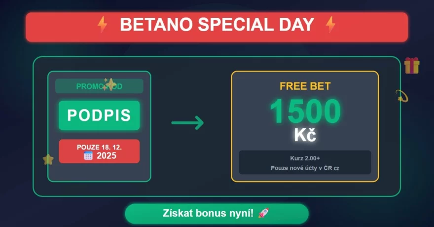 Betano Special Day: Betano full bet 1500 Kč za registraci