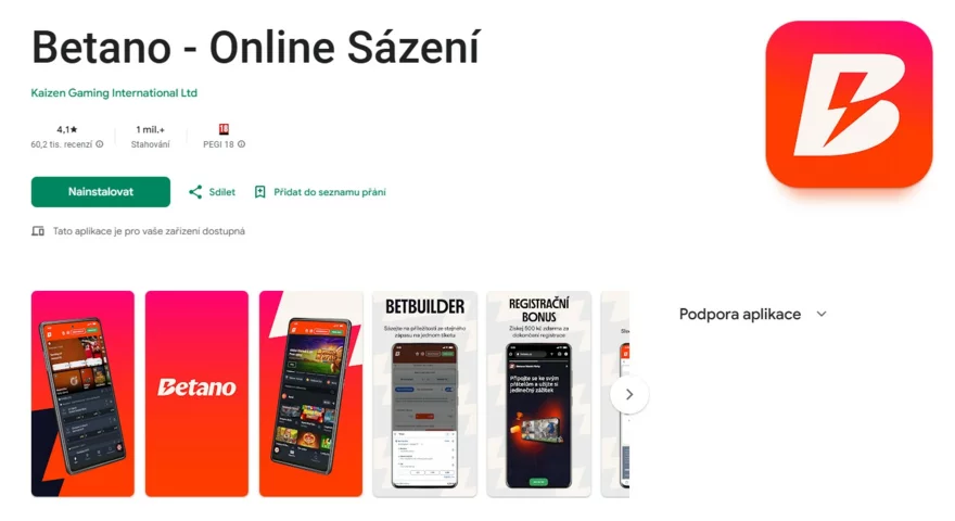 Betano aplikace na Google Play