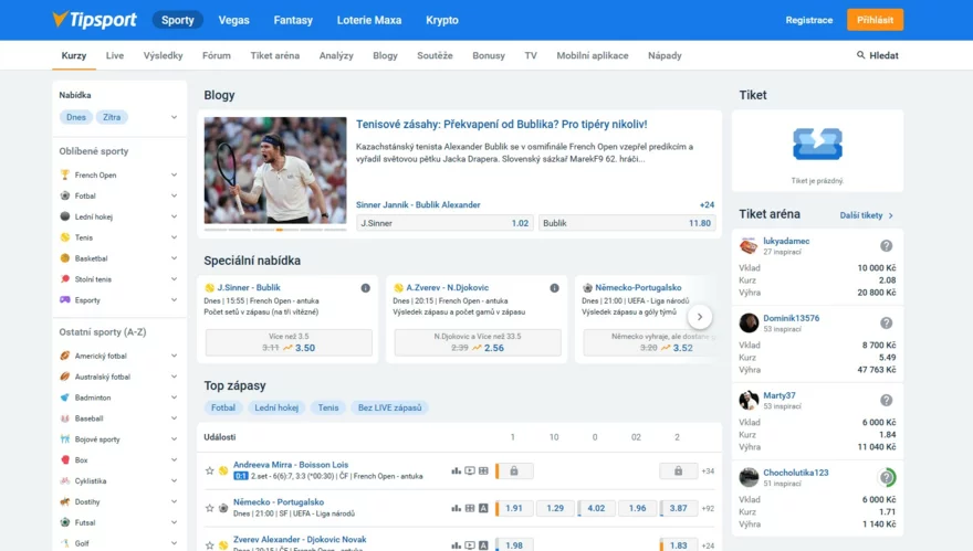 Kurzová nabídka Tipsportu