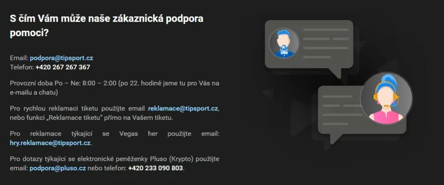 Tipsport zákaznická podpora