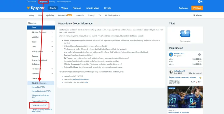 Tipsport návod na zrušení účtu