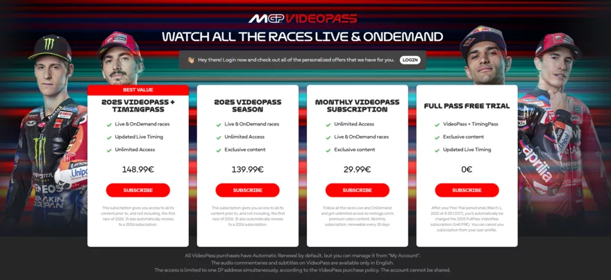 MotoGP na VideoPass